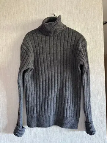 45r 플로우 코드 편직 리브 터틀 그레이 사이즈 0 니트 스웨터