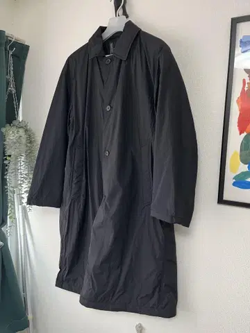 무인양품 MUJI L 사이즈 블랙 스텐카라 코트 나일론
