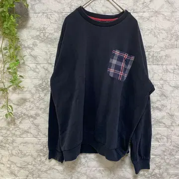 ZARA 남성용 L 사이즈 네이비 체크 무늬 가슴 포켓 트레이닝복