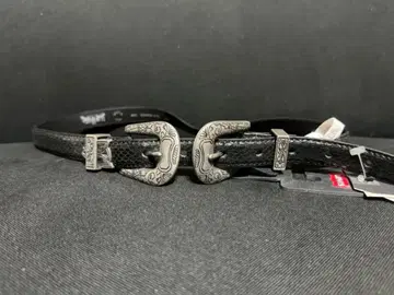 가격 인하 예정 없음 더블 버클 가죽 벨트 비늘 모양 블랙 LEVI'S
