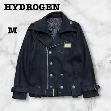 하이드로겐 더블 라이더 자켓 울 혼방 소재 블랙 골드 컬러 플레이트 M