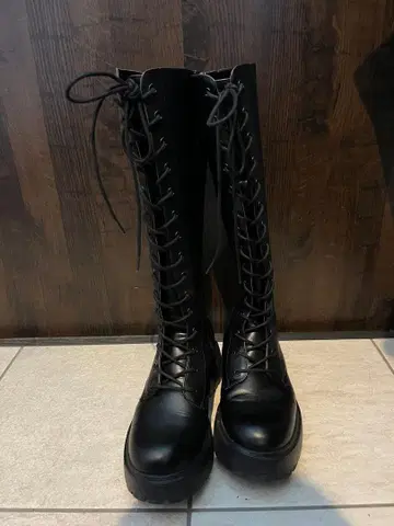 GU 레이스업 롱 부츠 블랙
