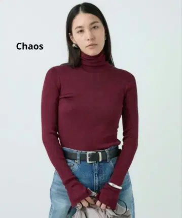 새상품 Chaos(카오스) 18G 실크 리브 니트 터틀넥 니트