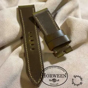 hor-230 크롬 엑셀 가죽 올리브 시계 벨트 러그 폭 24mm