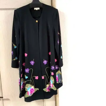 CreatedJoy 긴팔 겉옷 꽃무늬 자수 아플리케 블랙