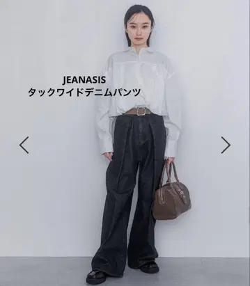 JEANASIS 턱 와이드 데님 팬츠 블랙 S