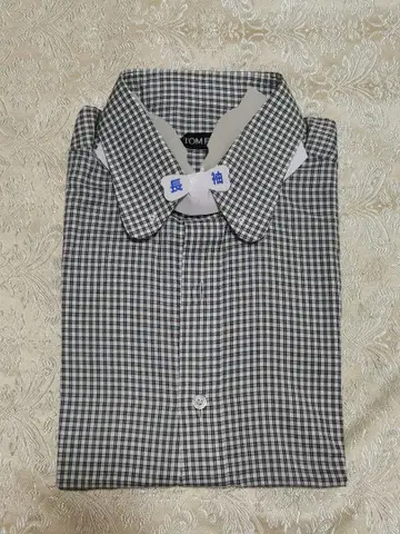 미사용 TOM FORD 체크 무늬 남성용 긴팔 셔츠 43/17 이탈리아형