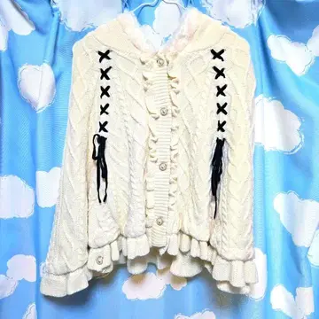 미사용 새상품 엑시즈팜 니트 판초 화이트