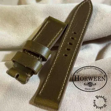 hor-231 크롬 엑셀 가죽 올리브 시계 벨트 러그 폭 22mm