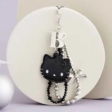 HELLO KITTY x BRILMY 거울 포함 비즈 스트랩 BLACK