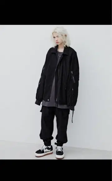 CASPER JOHN AIVER 드레이프 스웨이드 플라이트 자켓