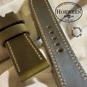 hor-232 크롬 엑셀 가죽 올리브 시계 벨트 러그 폭 26mm