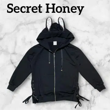 시크릿 허니 레이스업 토끼 귀 후드티 코트