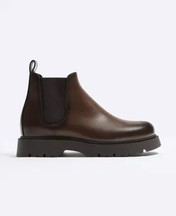 ZARA 사이드 고어 부츠 브라운 사이즈 39 청키 첼시 부츠