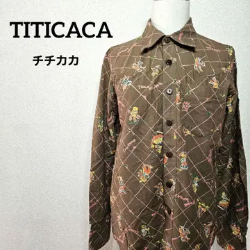 TITICACA 캐릭터 패턴 브라운 셔츠