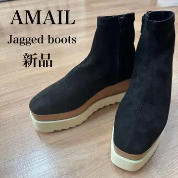 새상품 AMAI 아마일 Jagged boots 부츠 통굽 블랙 23cm