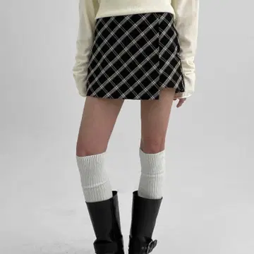 BLACKUP 린젤 체크 미니 스커트 팬츠