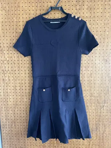 ZARA 네이비 반팔 무릎 기장 원피스