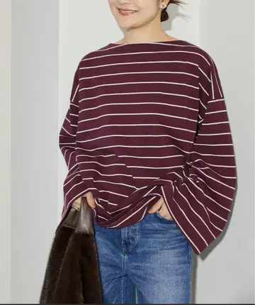 SLOBE IENA 빅 보더 풀오버 보르도