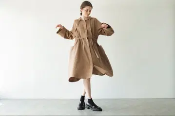 pinue 후드 부착 셔츠 코트 브라운