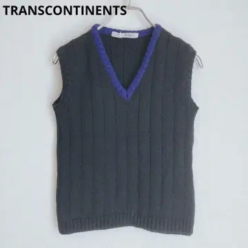 트랜스컨티넨츠 니트 베스트 V넥 리브 모 소재 여성 상의 M