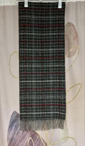 미사용급 폴스미스 체크 & 하운드 투스 캐시미어 100% 머플러