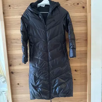 adidas 후드 부착 롱 다운 자켓 블랙 UK 10