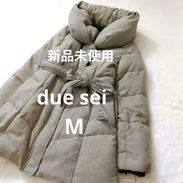 due sei 글렌체크 패턴 다운 자켓 라메 고급 리본 A라인