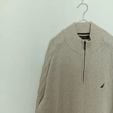 [ 새상품급 ] Nautica 베이지 하프 지퍼 니트 XXL 케이블 짜임