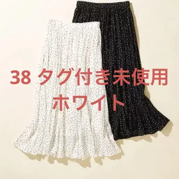 볼륨 스커트 도트 화이트 38