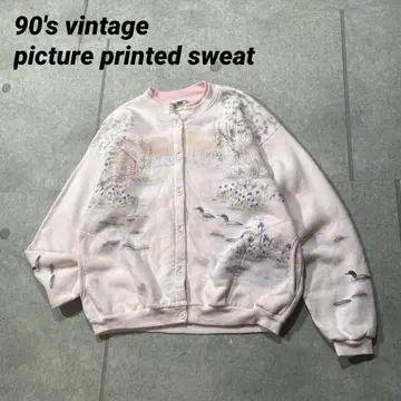 90s 빈티지 USA제 ARTISANS 아트 회화 맨투맨 가디건