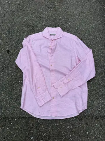 핑크 버튼업 긴팔 린넨 셔츠