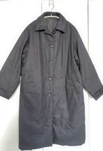 무인양품 나무 열매에서 만든 카폭 혼방 솜 스텐카라 코트 블랙