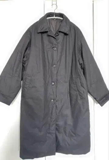 무인양품 나무 열매에서 만든 카폭 혼방 솜 스텐카라 코트 블랙