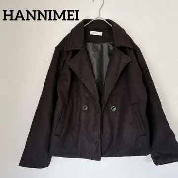 HANNIMEI 브라운 테일러드 자켓 블랙 더블 버튼