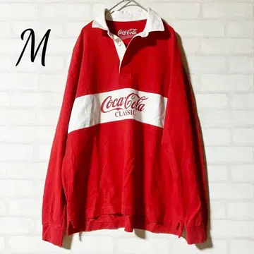 지유 코카 콜라 콜라보 피케 셔츠 긴팔 레드 남성용 M