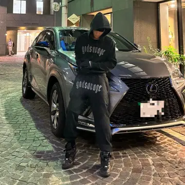 godsavage 블랙 후드티 스웨트 팬츠 셋업