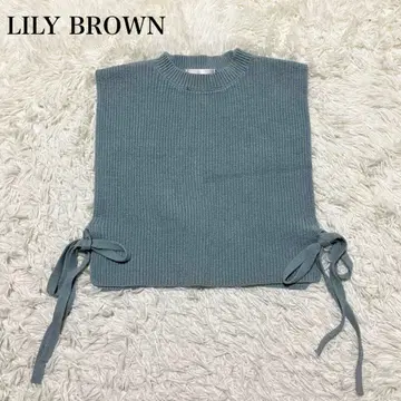 LILY BROWN 스카이블루 니트 베스트 리본 돌려입기 캐주얼 상의