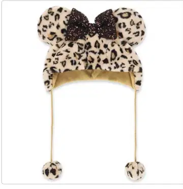 디즈니씨 랜드 보들보들 레오파드 무늬 스팽글 브라운 캡 모자