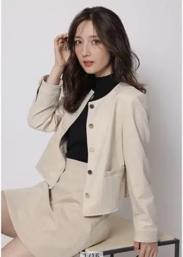 아푸와이저 리셰 노카라 자켓 백 ZIP 스커트 세트