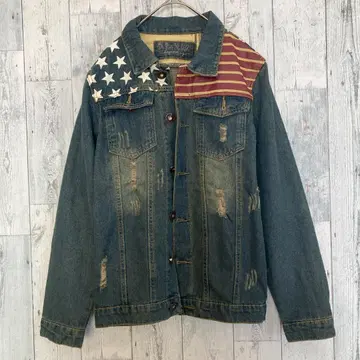 빈티지 데님 자켓 USA 데미지 가공