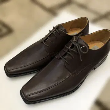 비즈니스 슈즈 천연 가죽 25.5cm 브라운 스퀘어토 레이스업