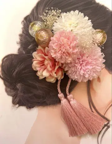 성인식 일본 의류 후리소데 시치고산 머리 장식