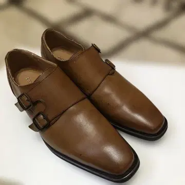 브라운 가죽 더블 몽크 스트랩 25.0cm