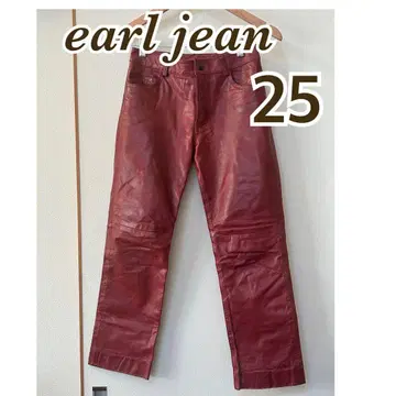 EARL JEAN 아르진 천연 가죽 리얼 가죽 팬츠 소가죽 25 레드