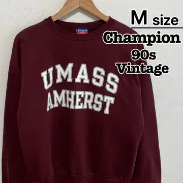 90s Champion 맨투맨 M 와인 레드 빨간색 칼리지 속기모