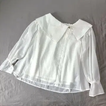 셀포드 빅 칼라 블라우스 화이트 벌룬 슬리브