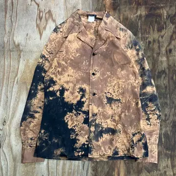 agnes b. homme 블리치 오픈 카라 셔츠 염색 블랙