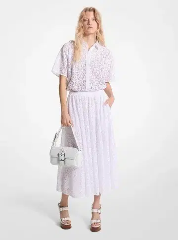 정가 47,300엔 새상품 마이클코어스 레오파드 레이스 미디 스커트 S