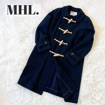 MHL. 마가렛호웰 둥근 카라 더플 코트 토글 버튼 울 다크 네이비